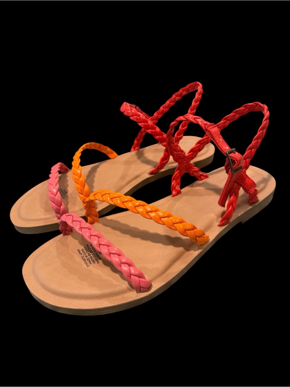 Tom’s Wear Good Colorblock Braided Strap Sandals - Coral, Orange, Red Size 5